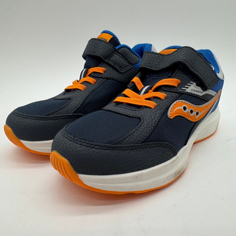 Saucony Wind 3.0 Jr A/C Kids US 2.5 Navy Blue Orange Hook Loop Sneakers